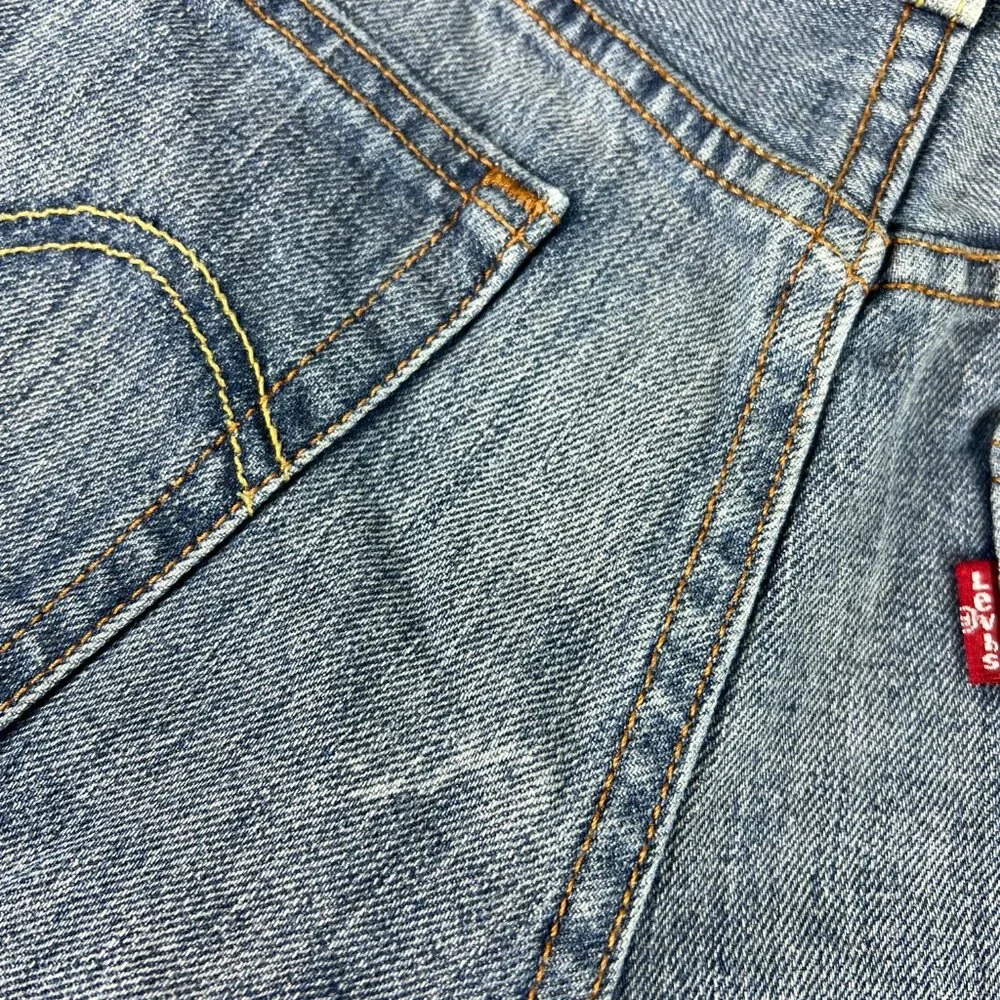 Levi's Jean Short Women 28 501 High Rise Blue Whisker Cut Off Cotton Denim Jorts - Picture 2 of 16